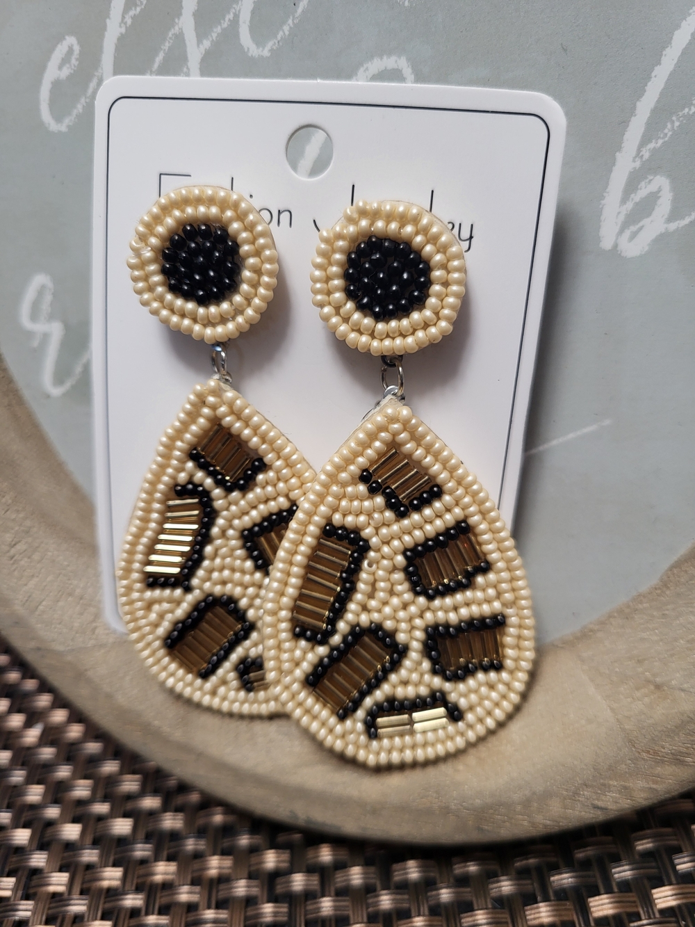 Beaded Teardrop Drop Earrings